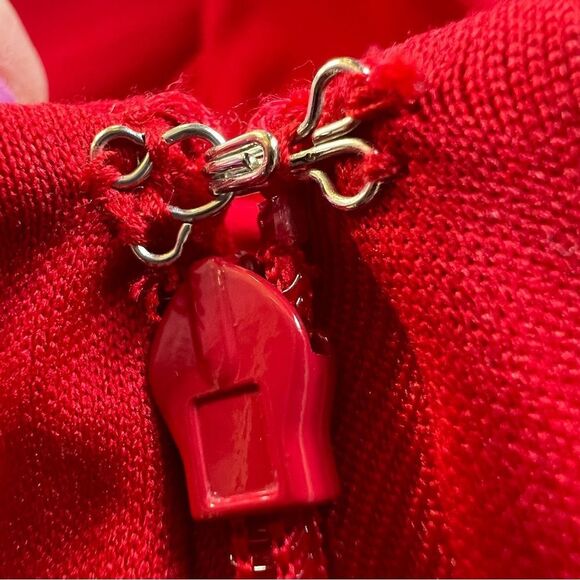 Calvin Klein Imperial Red Ruffle Sheath Cap Sleeve Dress Size 8 - Picture 9 of 12